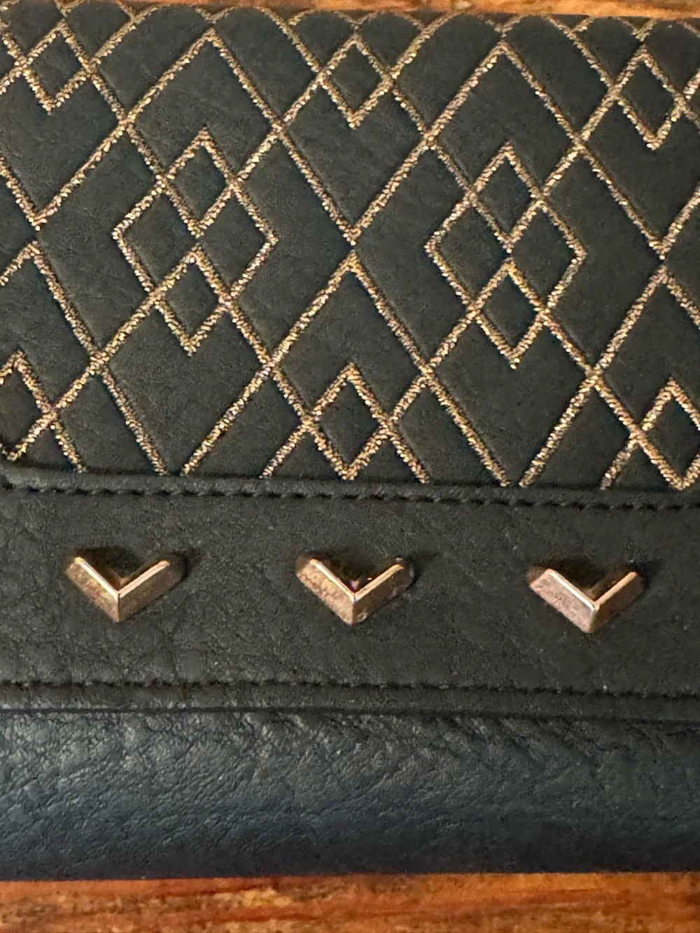 Stella & Dot Black Quilted Wallet Clutch w/Rose Gold Detail & Crossbody Strap